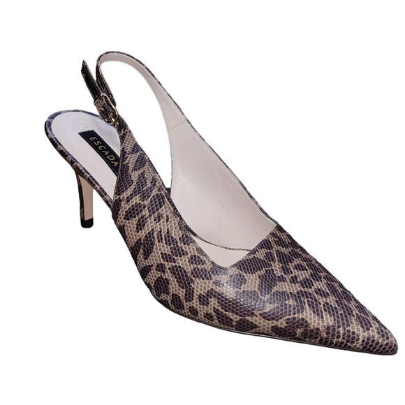 Escada Shoes - Escada Leopard Print Sling Back Heels NWT